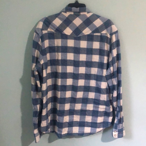 Lucky Brand Blue Cream Men’s Flannel Saturday Stretch - Picture 4 of 4